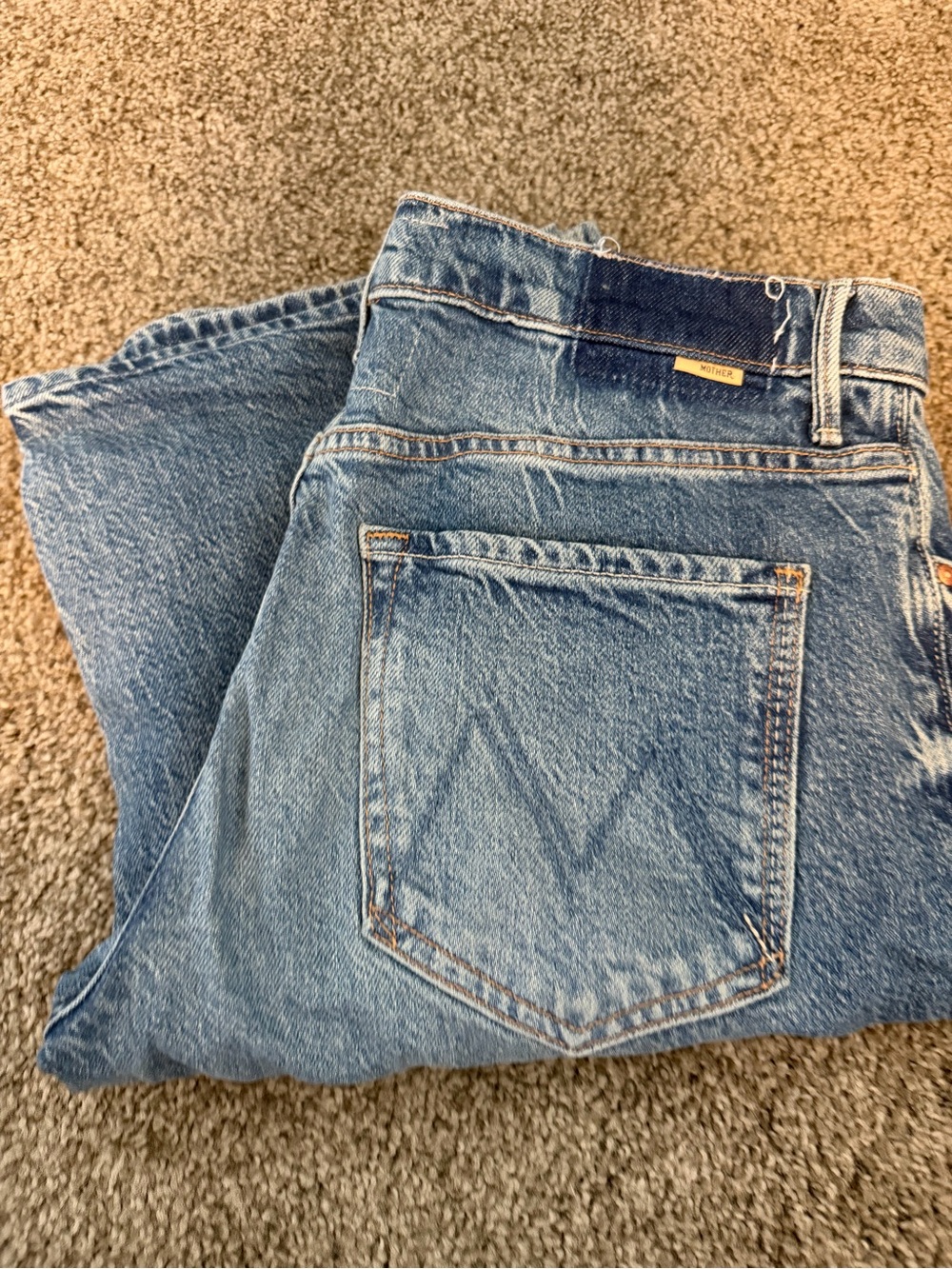 MOTHER Washed Blue Straight-Leg Jeans